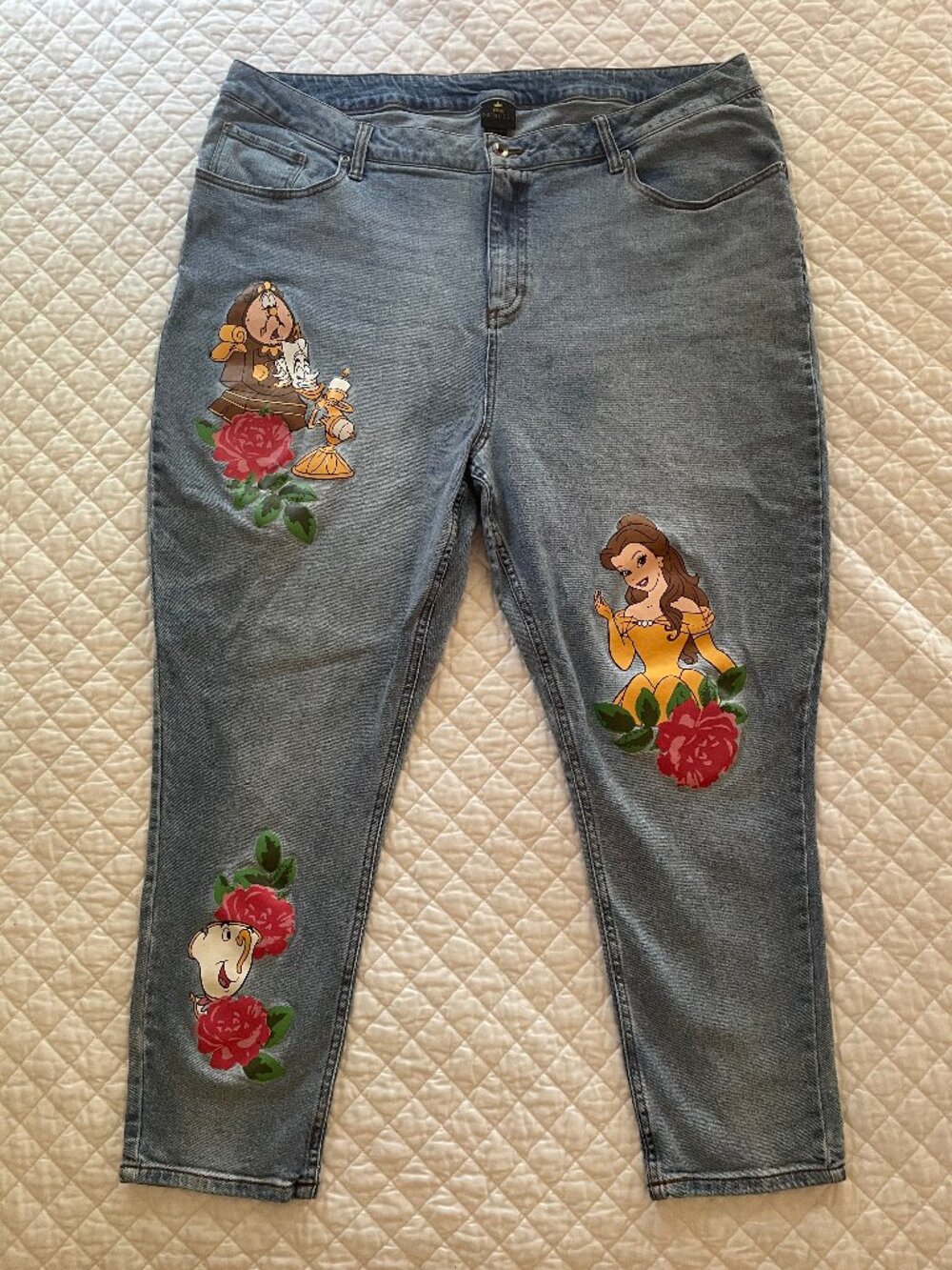 Disney Beauty and the Beast light wash Mom jeans Size 20